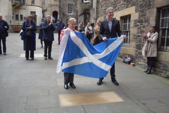 Janette and Richard remove Saltire 2